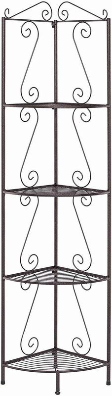 Corner Bookcase with Decorative Scrolls Copper