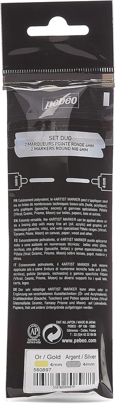 4Artist Marker, Duo Set, 4 Mm - Gold & Silver