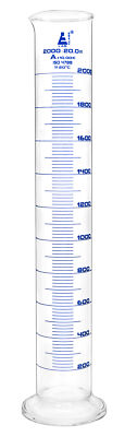 Eisco Labs 2000ml Graduated Cylinder, Class A - Blue Graduations, Round Base