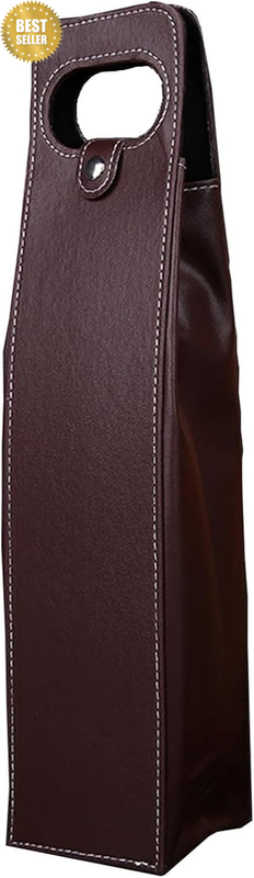 Leather Wine Champagne Tote Carrier Bag Box Holder, Reusable Leather Wine Bottle