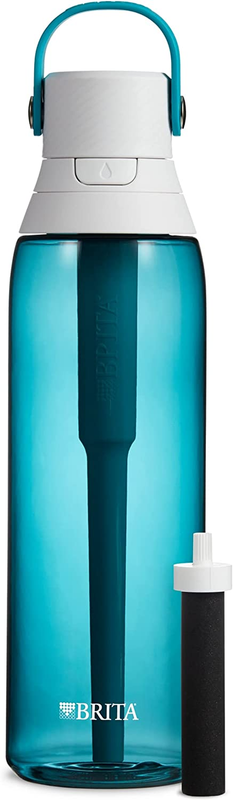 Insulated Filtered Water Bottle with Straw, Reusable, BPA Free Plastic, Sea Glas