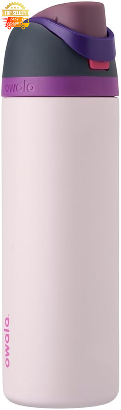 Freesip 24oz Insulated Stainless Steel Bottle w/ Straw - Leak Proof, BPA Free