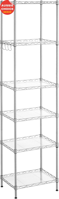 6 Tier Adjustable Metal Kitchen Shelf Mesh Shelving Unit 120kg Capacity Silver