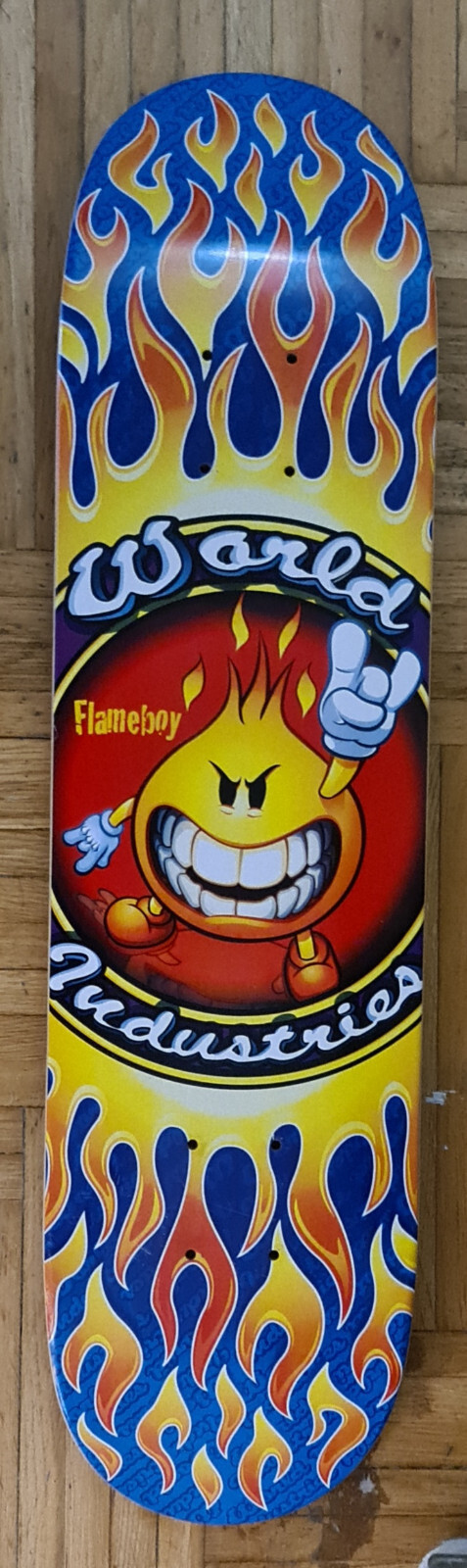 Vintage 90s WORLD INDUSTRIES skateboard Flame Boy deck NEW
