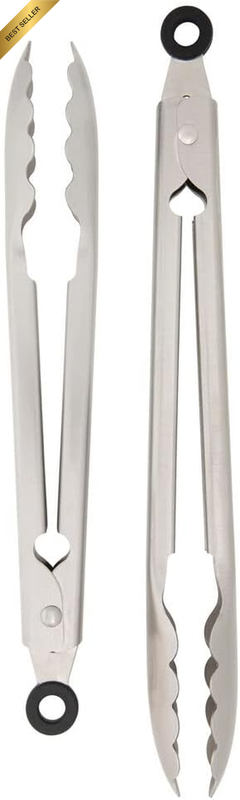 Universal Utility and Serving Stainless Steel Kitchen Tongs, Set of 2