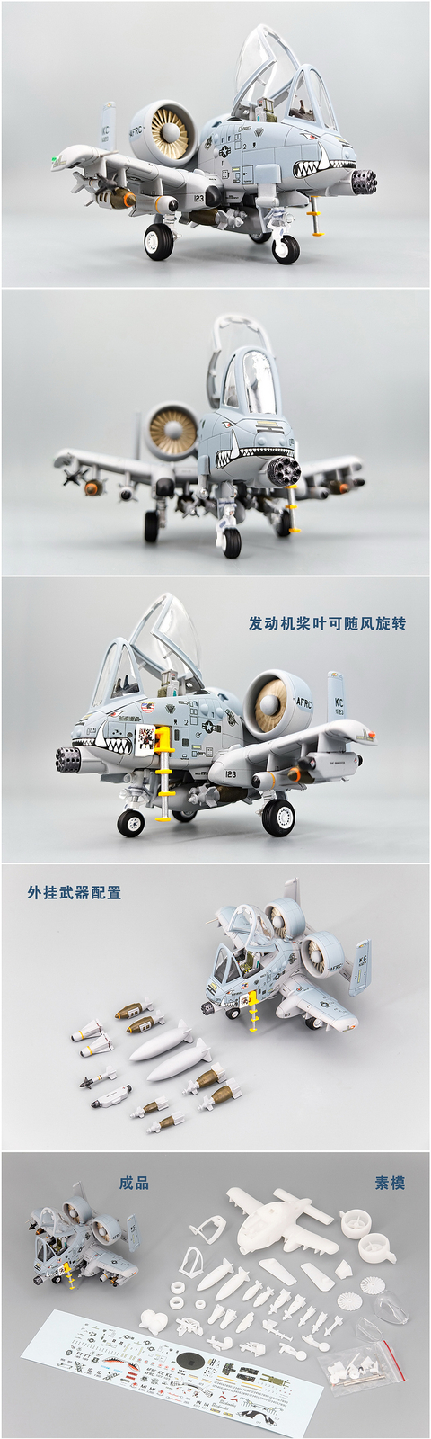 US A-10C Attacker Strike Fighter Aircraft Cute Version  3D printed  static model