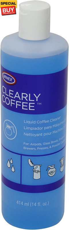 Clearly Coffee Pot Cleaner 14 Ounce (Made in the USA) French Press Liquid Cleane