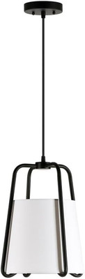 Marduk 11'' Wide Pendant with Fabric Shade in Blackened Bronze/White