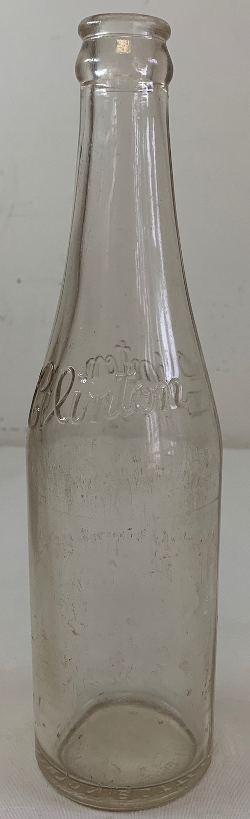 vintage CLINTON embossed soda pop bottle ~ Clinton Bottling
