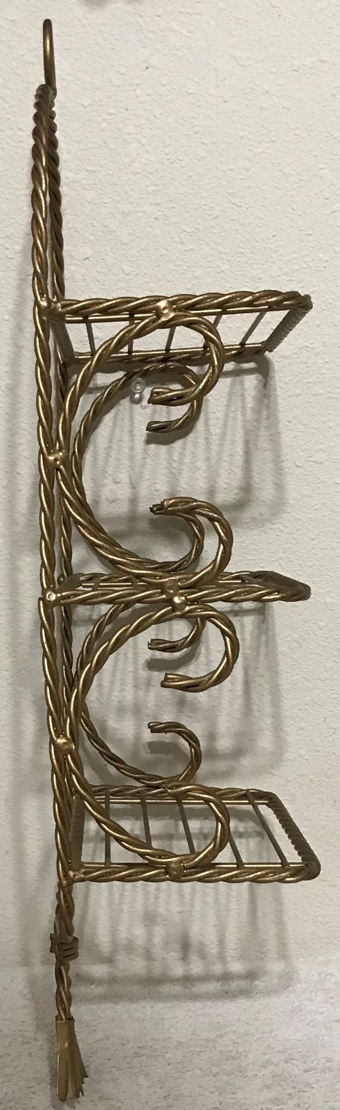 Homco Home Interiors Gold 3 Shelf Cascading Swirls Braided 21.5