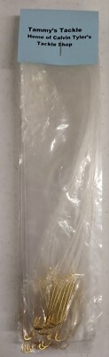 12 Packs Of Size 6 Mustad Snelled Gold Plated Hooks. 6 Hooks In Each Pack