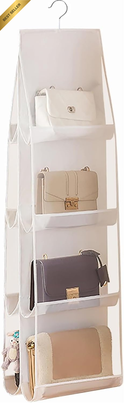 Hanging Handbag Organizer for Closet, Purse Storage Holder with 8 Easy Access Cl