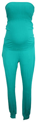 Ex-Store Maternity Shirred Strapless Jumpsuit Green
