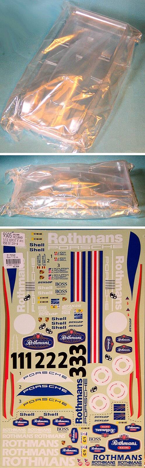 1/12 PORSCHE 956 ROTHMANS RC BODY PARTS SET inc. STICKER