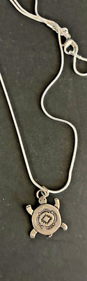 AJM Native American ~  Sterling Silver Turtle Pendant and Chain