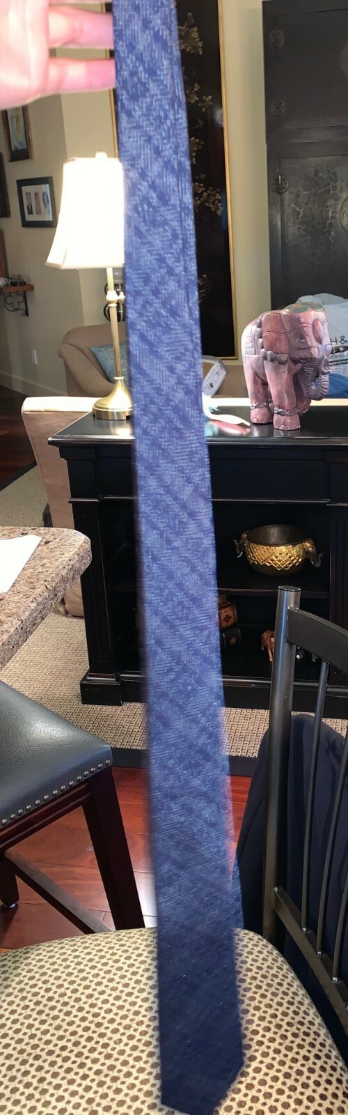Bottega Veneta 2 1/2 inch x 57 inch Blue Geometric 100% Silk