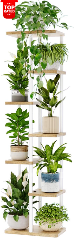 7-Tier Metal Plant Stand Indoor Flower Shelf White Balcony Living Room Display