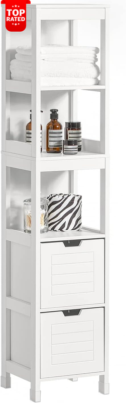 Tall Bathroom Storage Cabinet 2 Removable Drawers 30x30x144cm Space Saver
