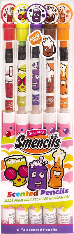 SODA Shop Smencils - Scented Pencils, 5 Count, Gifts for Kids, School Supplies,