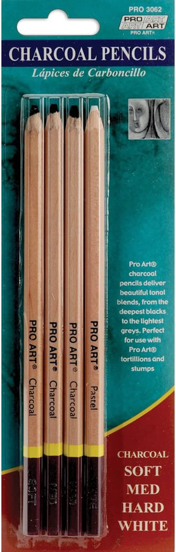 Charcoal Pencil Set, 4 Count (Pack of 1)