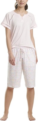 

Karen Neuburger Топ с короткими рукавами и комплект с короткими бермудами, Ballerina, Ballerina pink/multicolor damask
