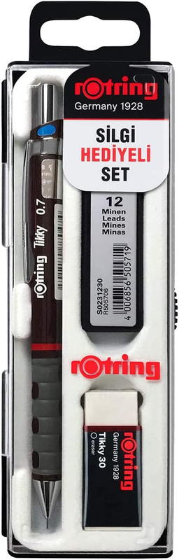 Set, Hb 0.7 Mm, Burgundy, Includes 12 Leads And Eraser