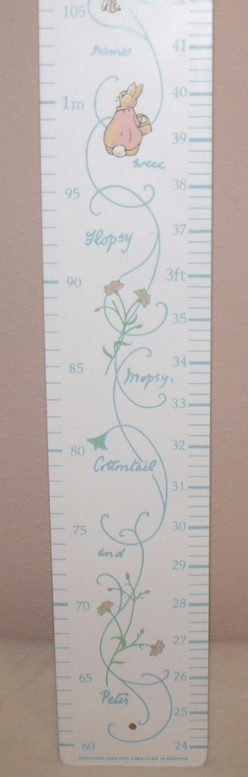 child's wall growth/ height chart once upon a time rabbits composite