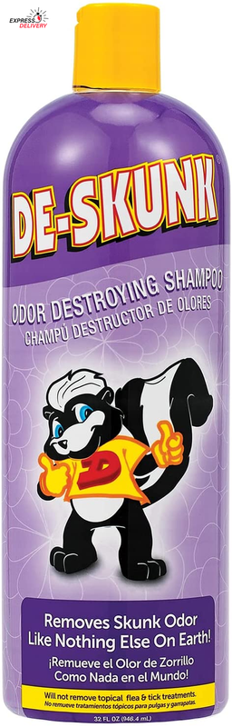 De-Skunk Odor Destroying Shampoo for Dogs 32 oz. – Formulated with Powerful D...
