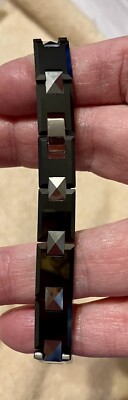 NWOT 10.47mm SHR Tungsten & Ceramic Two-Tone Geometric Link Bracelet Size 8 1/2