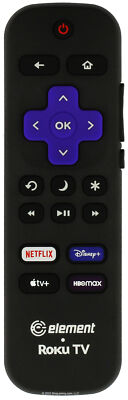 Element E4AA55R E4AA65R Roku TV Remote Control Netflix Disney Apple