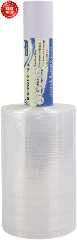 6"x1000' Clear Stretch Wrap Film Roll Industrial Strength Plastic Handle US
