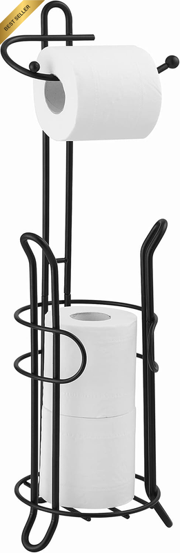 Freestanding Toilet Paper Holder with Storage – Holds 3 Spare Rolls, Heavy-Duty 