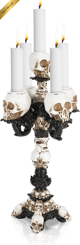 Skull Candle Holder, Spooky Desktop Tealight Skeleton for Halloween Easter