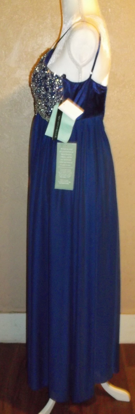 NWT MY MICHELLE PROM DRESS EVENING GOWN  womens sz 1 BLUE BEADED QUALITY