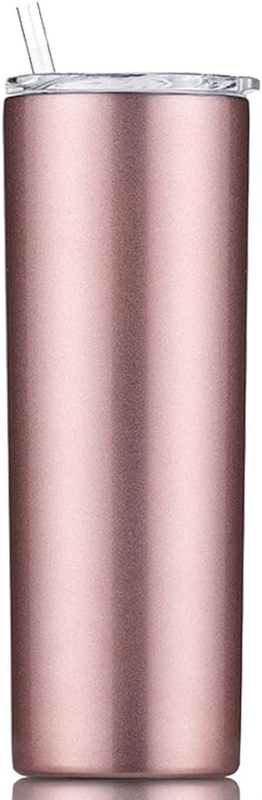 Double Wall 18/8 Stainless Steel Vacuum Slim Skinny Tumbler with Straw and Lid,