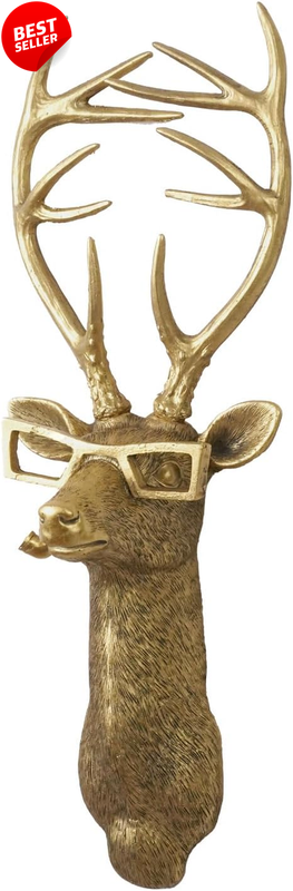Faux Deer Head Wall Decor Resin Animal Mount Sculpture Home Gift - US