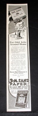 1921 OLD MAGAZINE PRINT AD, 3-M SAND PAPER, FOR ODD JOBS AROUND YOUR HOME!