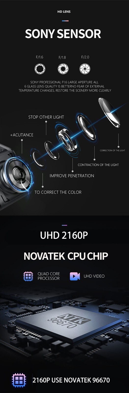 パワーサプライ 2160P Wiifi 4K Dash Cam for MG ZS ZX ZST VS Astor 2017-2025 DVR