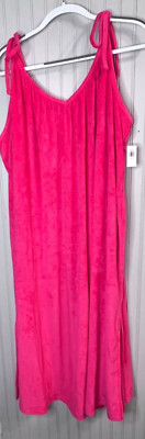 Old Navy Womens COVERUP 4X Pink Shoulder Tie Terry Cloth Side Slit Comfort NEW