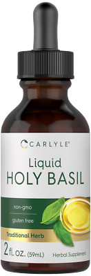 Holy Basil Extract Liquid | 2 Fl Oz | Tulsi Tincture | Vegetarian  | by Carlyle