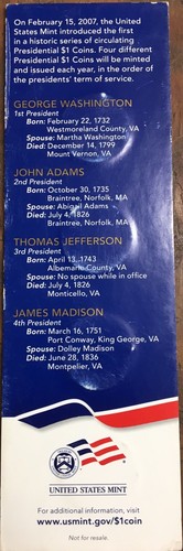 2007 Presidential $1 coins collection 4 COINS