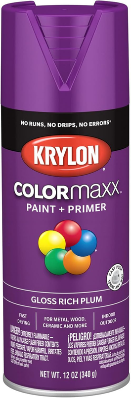 Krylon Colormaxx Gloss Spray Paint & Primer, Rich Plum - 1 Each