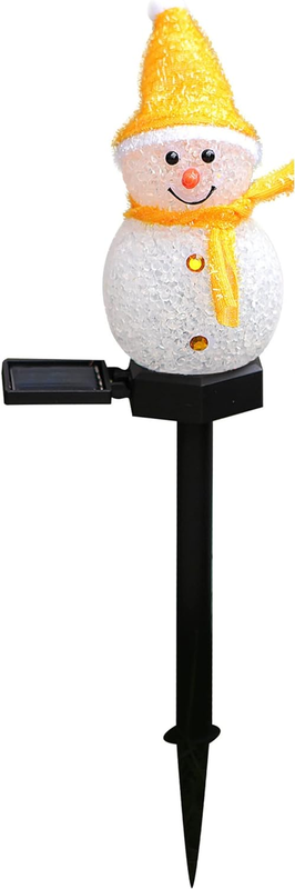Snowman Christmas Decorations Outdoor Yard Solar Pathway Lights, Color Changing