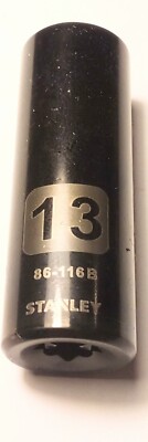 Stanley 13 mm x 1/4'' Deep Socket 86-116B Black Chrome 6 Pt Free Shipping