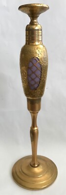 RARE ANTIQUE VOLUPTE IMPERIAL 9'' PERFUME BOTTLE 22K GOLD PLATE - LIKE DEVILBISS