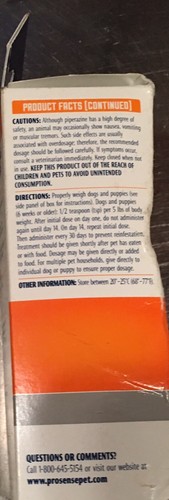 PRO-Sense Dewormer Solution 4oz Prosense New In Box December 2019 Exp. Pictures!