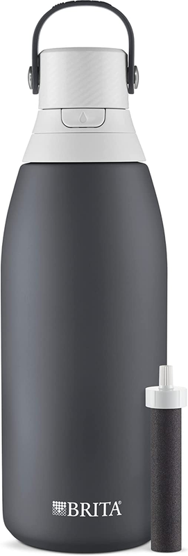 Insulated Filtered Water Bottle with Straw, Reusable, Stainless Steel Metal, Car
