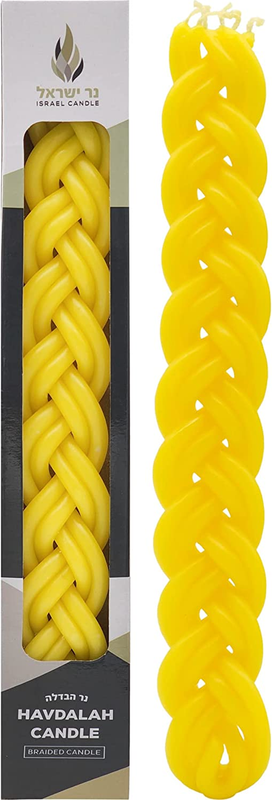 Havdalah Candle Handcrafted Havdala Candle Yellow Beeswax, Pure Bees Wax Shabbat