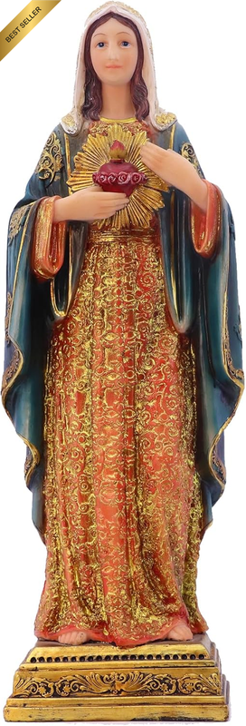 Virgin Mary Statue Sacred Heart Figure Resin Sculpture Savior Figurine Catholic