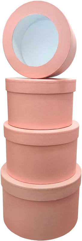 Es With Lids For Presents Set Of 4 Pink Gift Box With Window Exqui